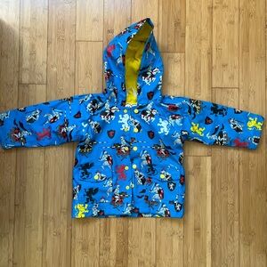 Hatley Kids Blue Raincoat with knights and dragons pattern size 2